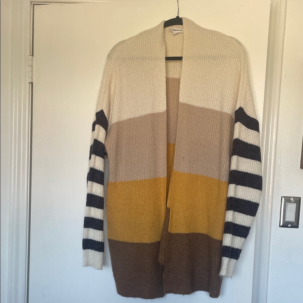 MACARON Colorblock Striped Cardigan